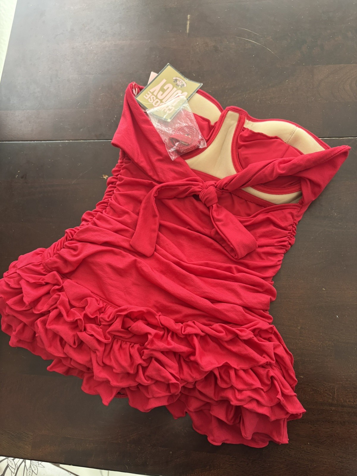 2000s Vintage DEADSTOCK Juicy Couture Cherry Red Swimsuit One Piece Y2K