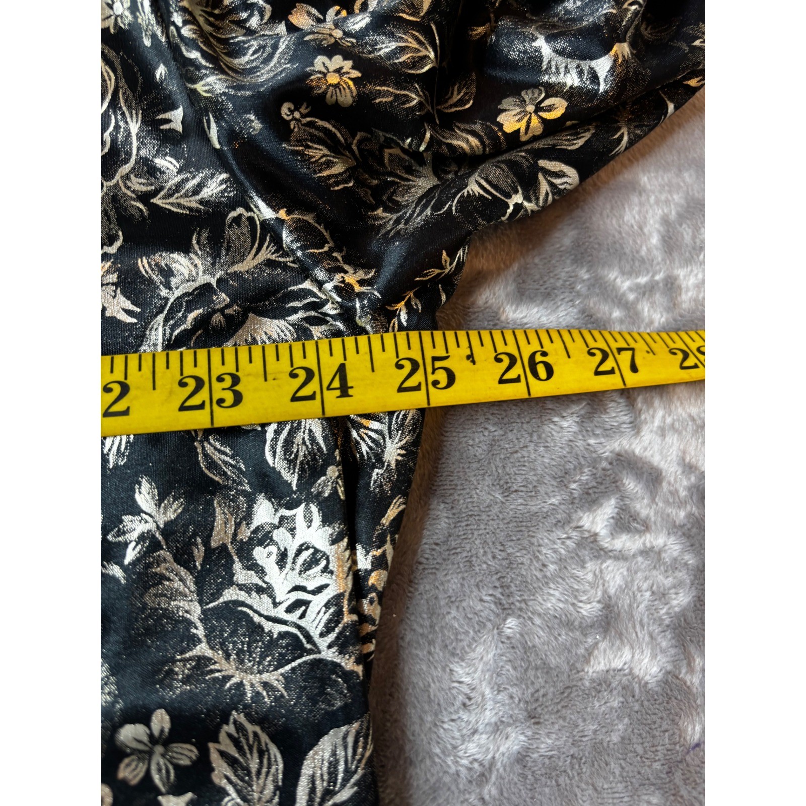 Vintage Gossip Metallic Floral Tunic and Pants Set Black Gold Silver 16W