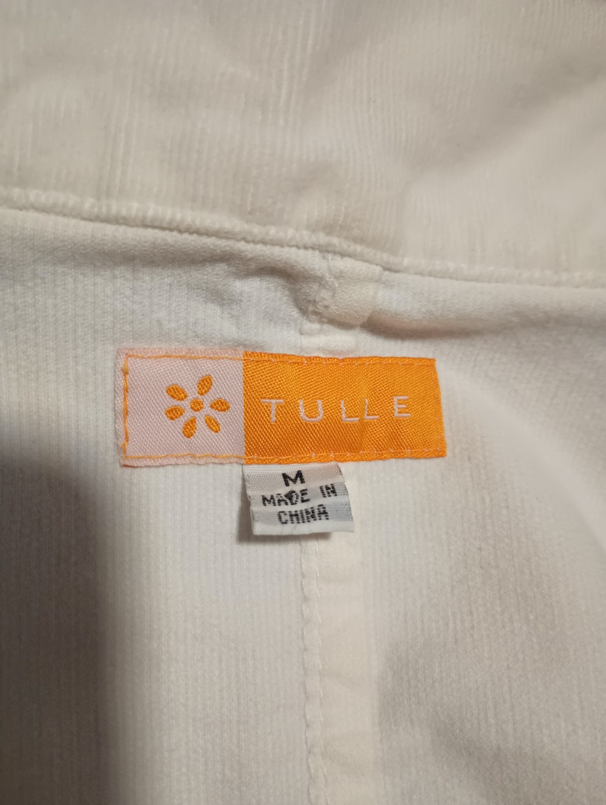 Vtg 90s TULLE Soft Stretch Ramie Cotton White Corduroy Blazer Jacket career M