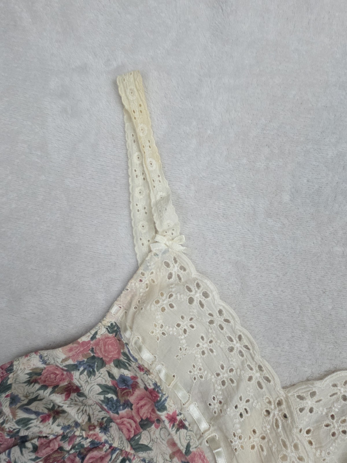 Vtg 90s Cottage Rose Romantic Eyelet Lace Victoria Secret Babydoll Nightgown M
