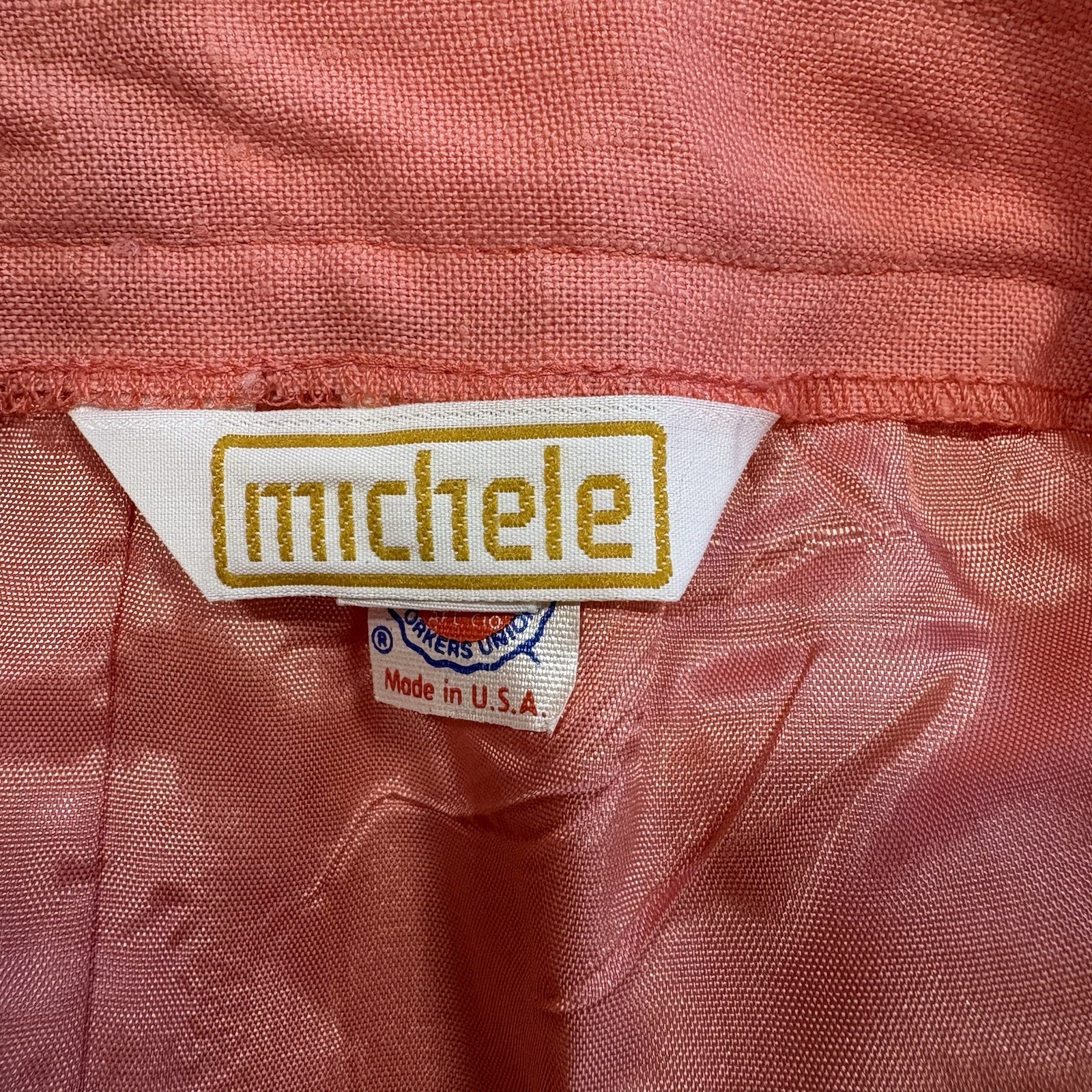70s Michele NY Coral Pink Skirt Size 7/8 Union Made NOS Deadstock USA Vintage