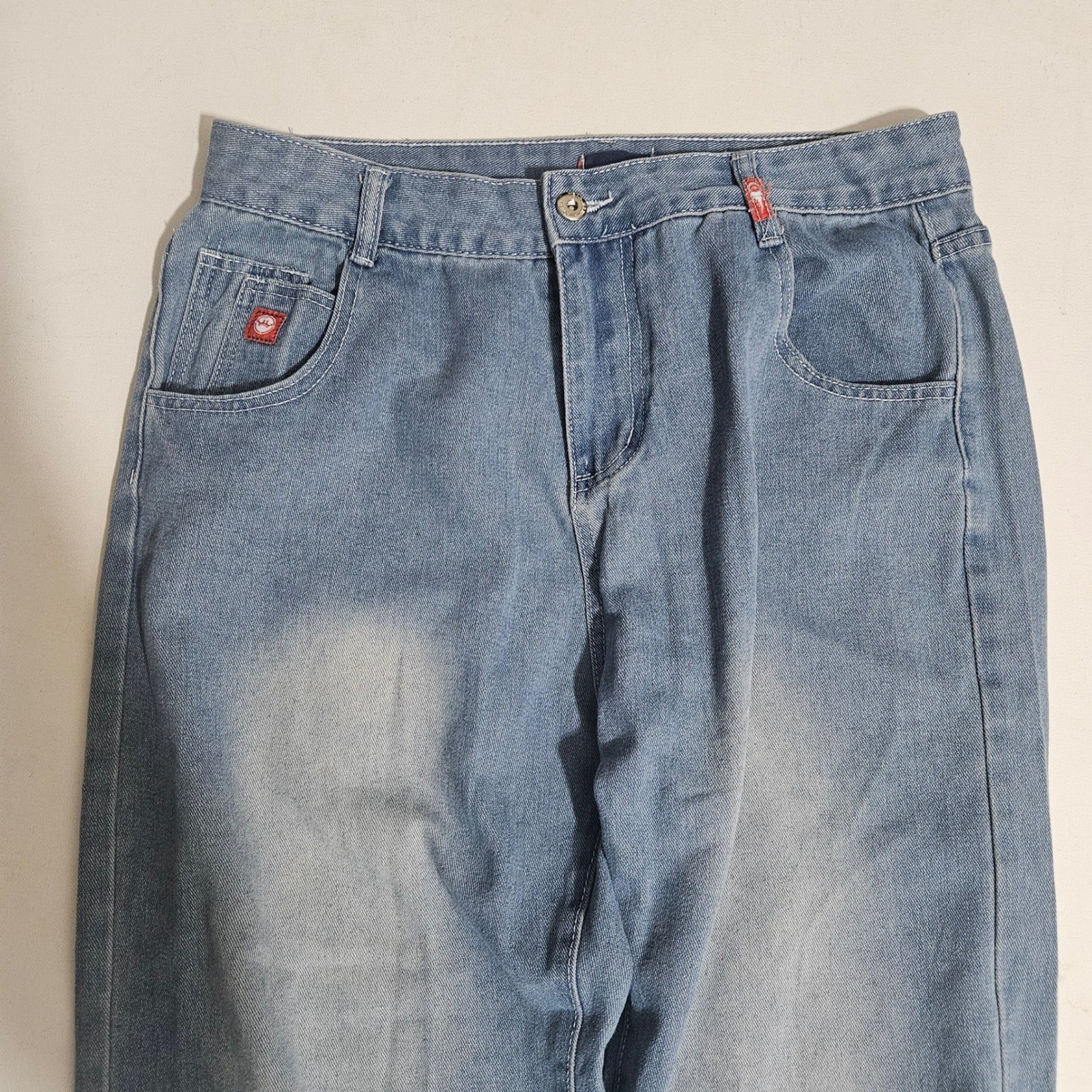 Vintage 90s JNCO Jeans Baggy Wide Leg Crown Graffiti Light Wash 31 Y2K Skater