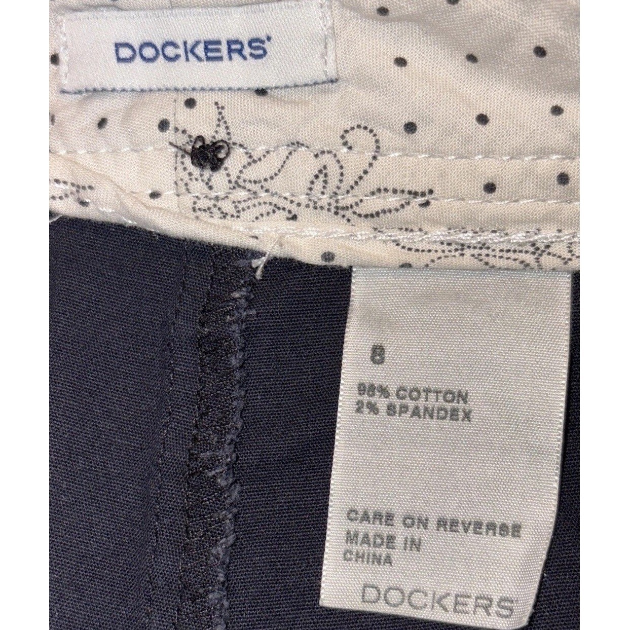 Vintage Dockers Denim Mini Skirt Size 8 Black Contrast Stitching Pockets Y2K