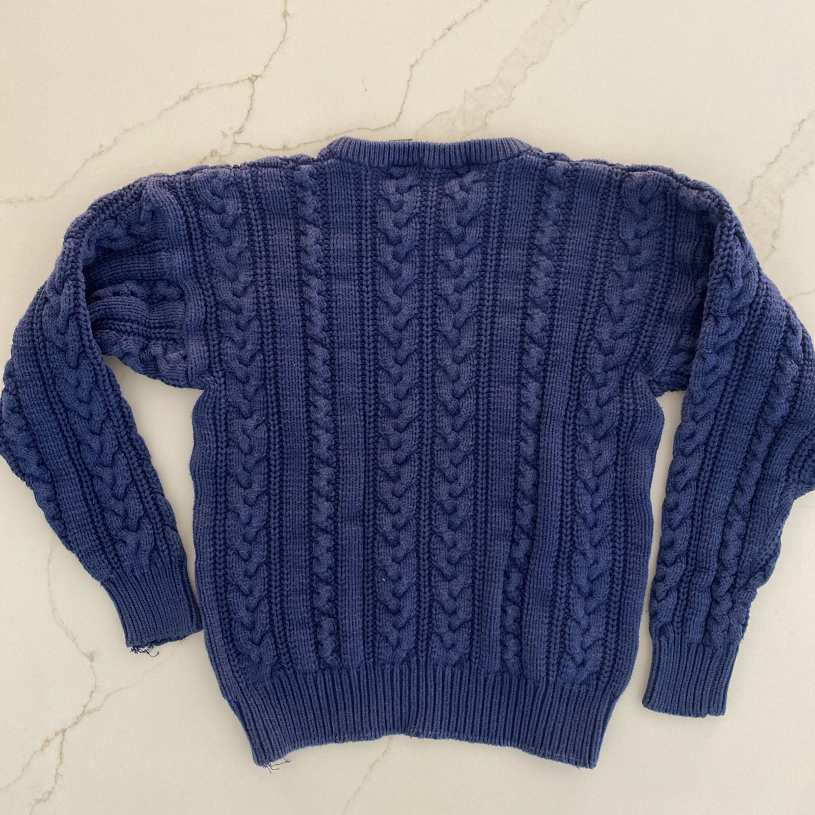 Vintage 90’s Embassy Row Large Navy Blue Cable Knit Sweater Cotton Made In DR