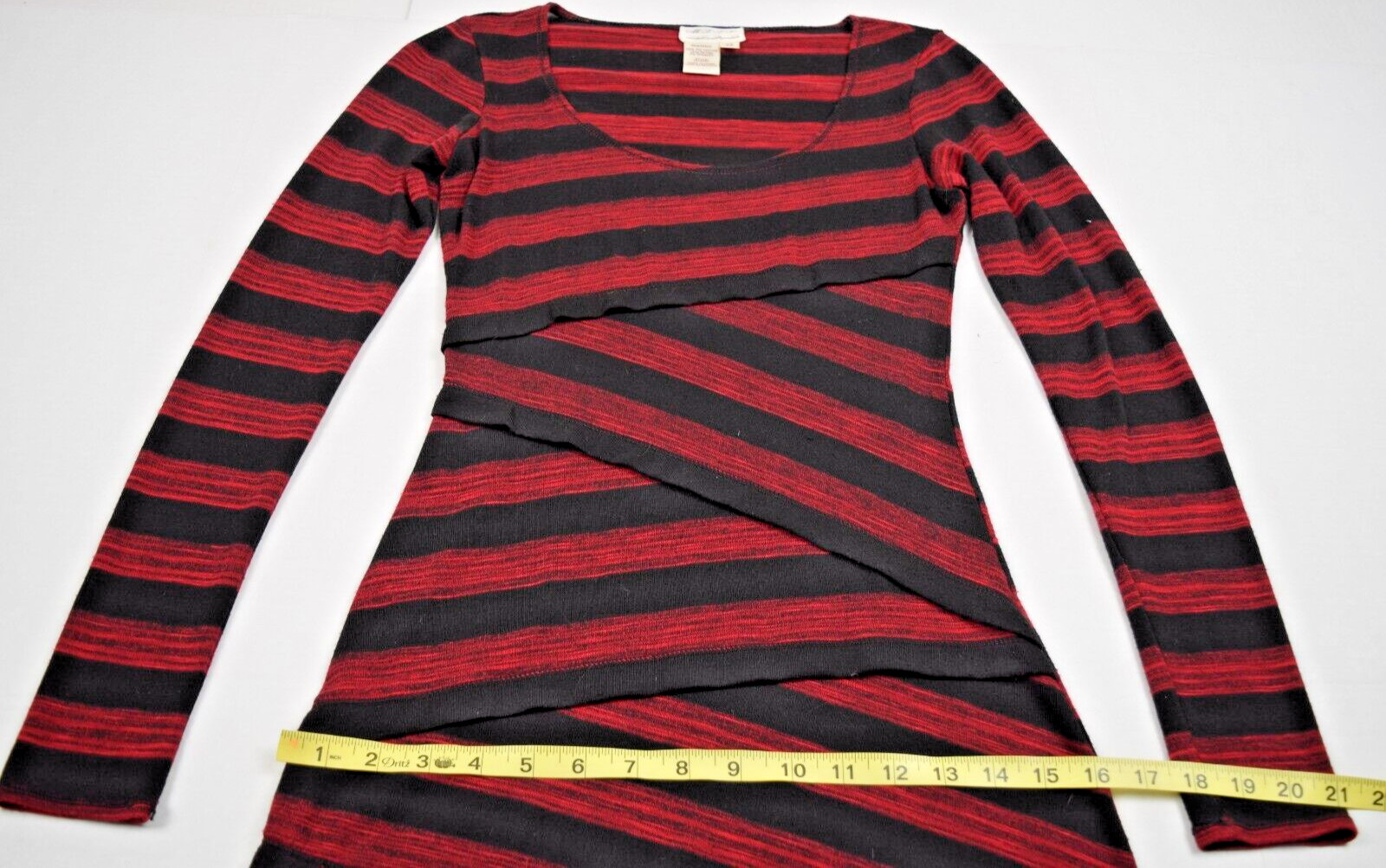 Vintage Mini Dress MSSP Size XS 90s Black Red Striped Bandage Style Soft Stretch