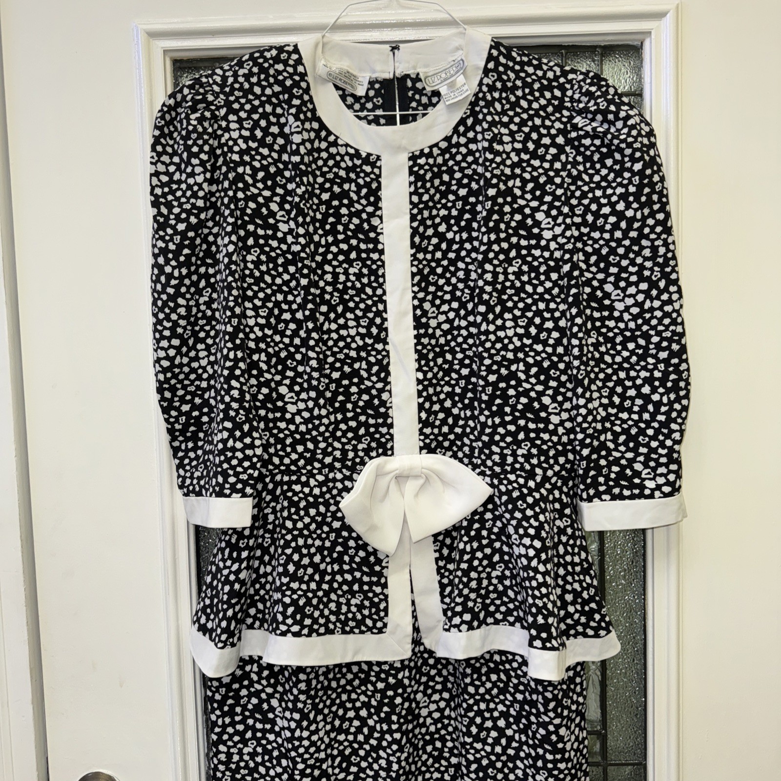 Black White Liz Roberts By Mary Ann Lamonte Vintage Dress Size 14