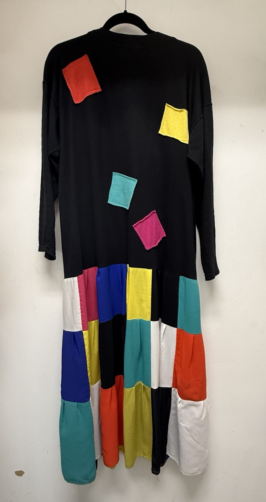 Vintage Stanley Gretzinger, Bergdorf Goodman, Dress Maxi Black With Colors ￼