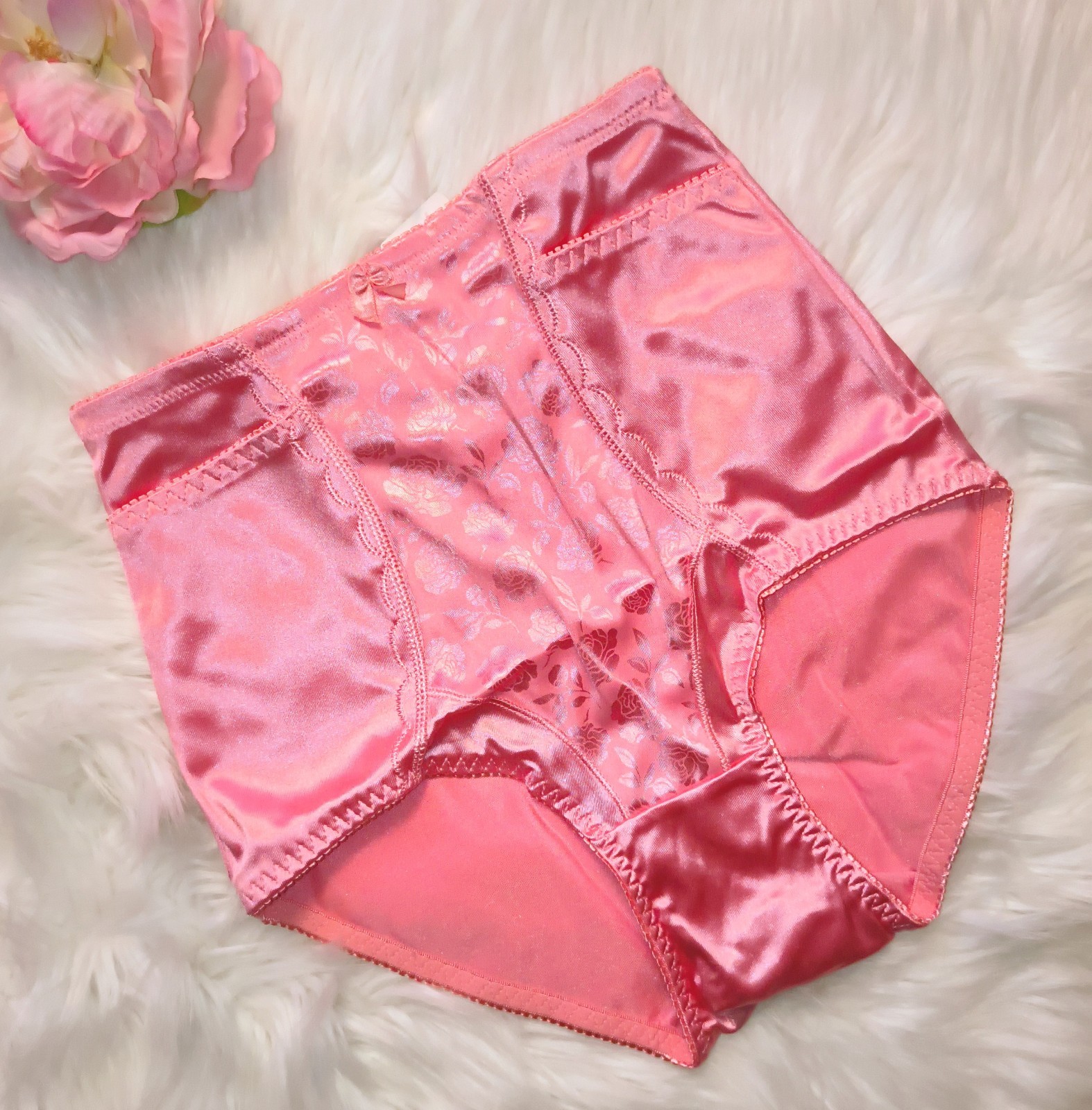 Vintage Second Skin Satin High Waisted Full Brief Girdle Granny Panties NOS- S/M