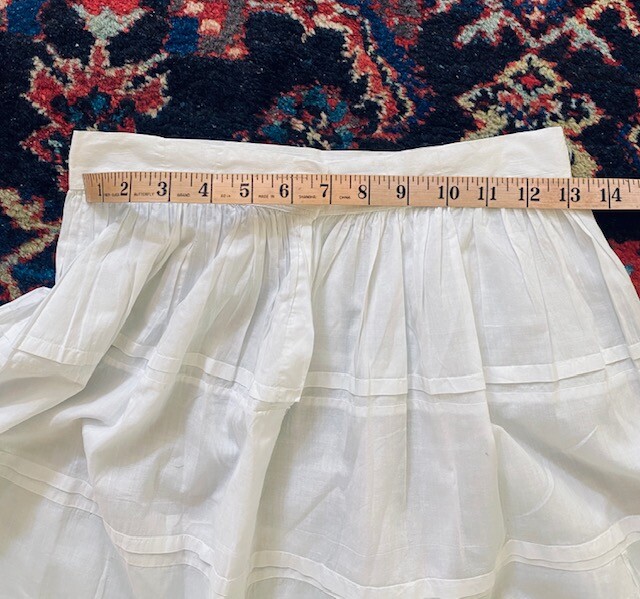ANTIQUE Victorian Edwardian FRENCH Cotton Embroidered PETTICOAT costume film