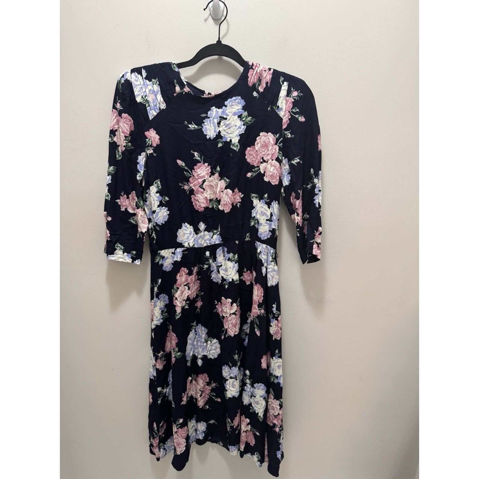 Vintage tabby of california Midi Navy Floral Size 8 Made In USA