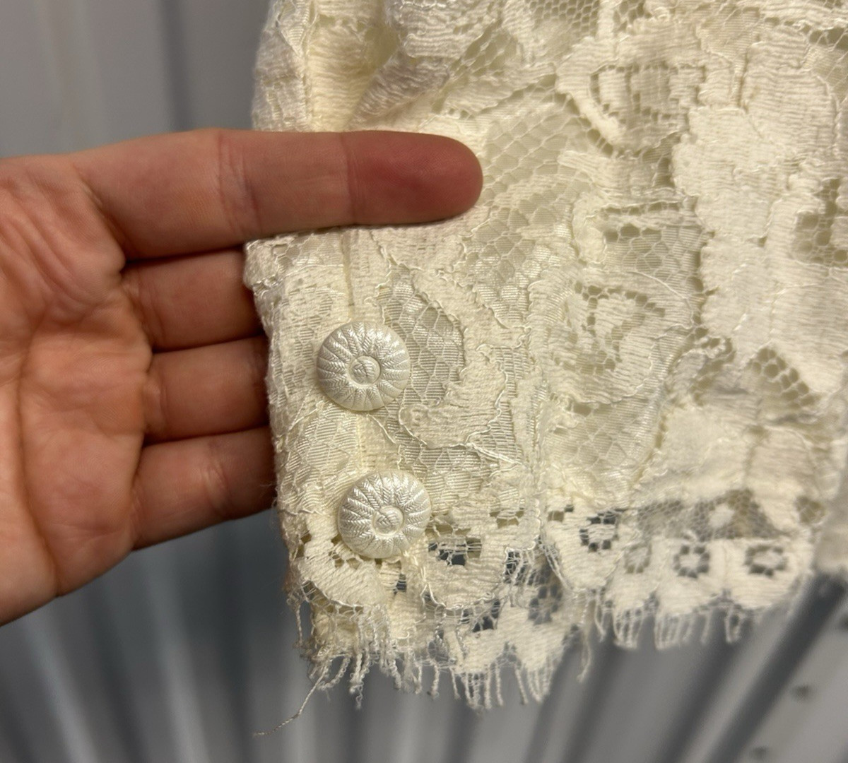 Vintage 80s Cachet by Bari Protas Ivory Fitted Lace Jacket Women’s Sz 12/M