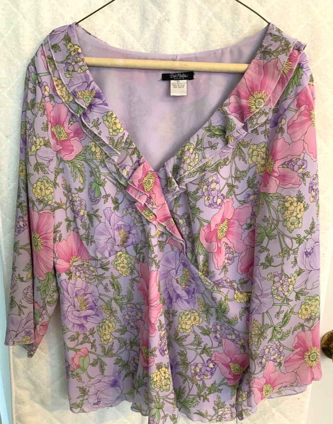Bob Mackie women’s poly ruffle blouse XL