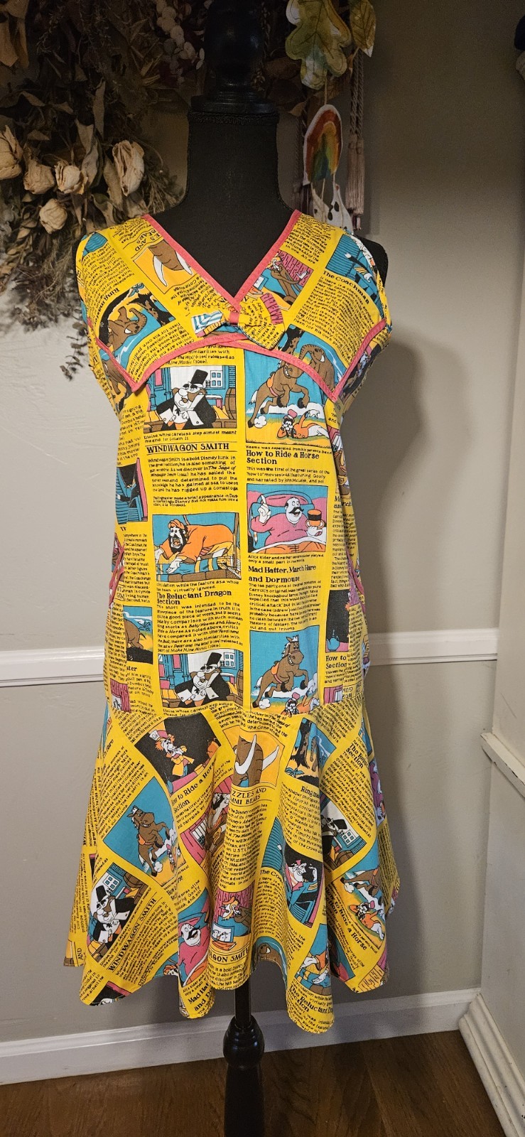Vintage Disney Windwagon Smith Novelty Print Custom Drop Waist Dress *Plus Size