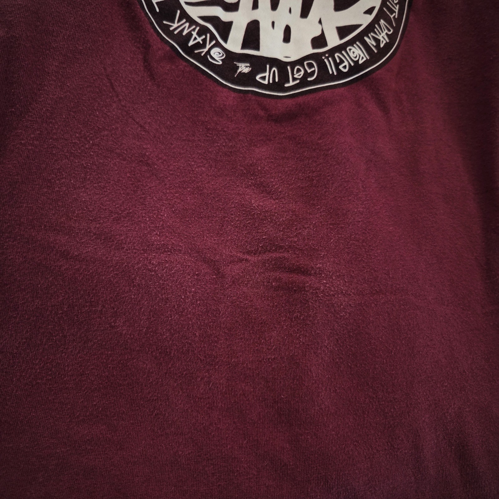 Stussy Girl T Shirt Vintage 90s M Burgundy One World Love Graphic Tee USA Made