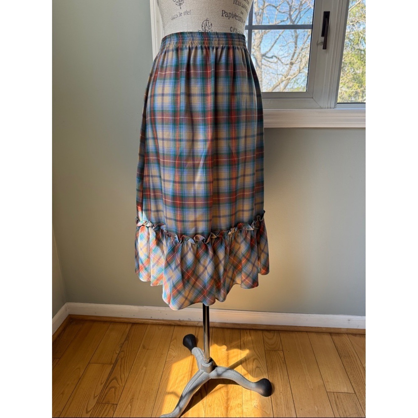 Sears vintage western flannel plaid shirt and midi skirt set EVC size Small