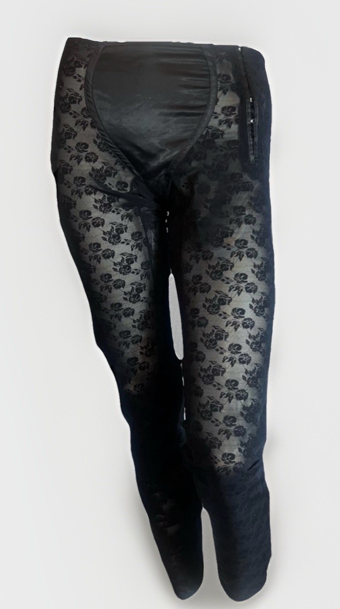 Vintage DOLCE & GABBANA F/W 1996 Stretch Girdle Black Floral Crop Pant Sz 42