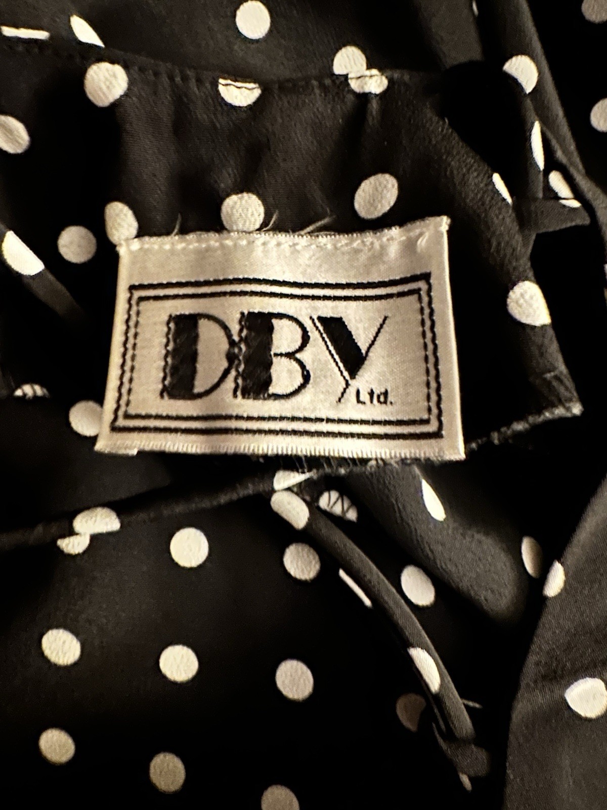 Vintage 80’s DBY Woman’s Dress Black/White Polka Dots Cute Tie Up Back Sz. M