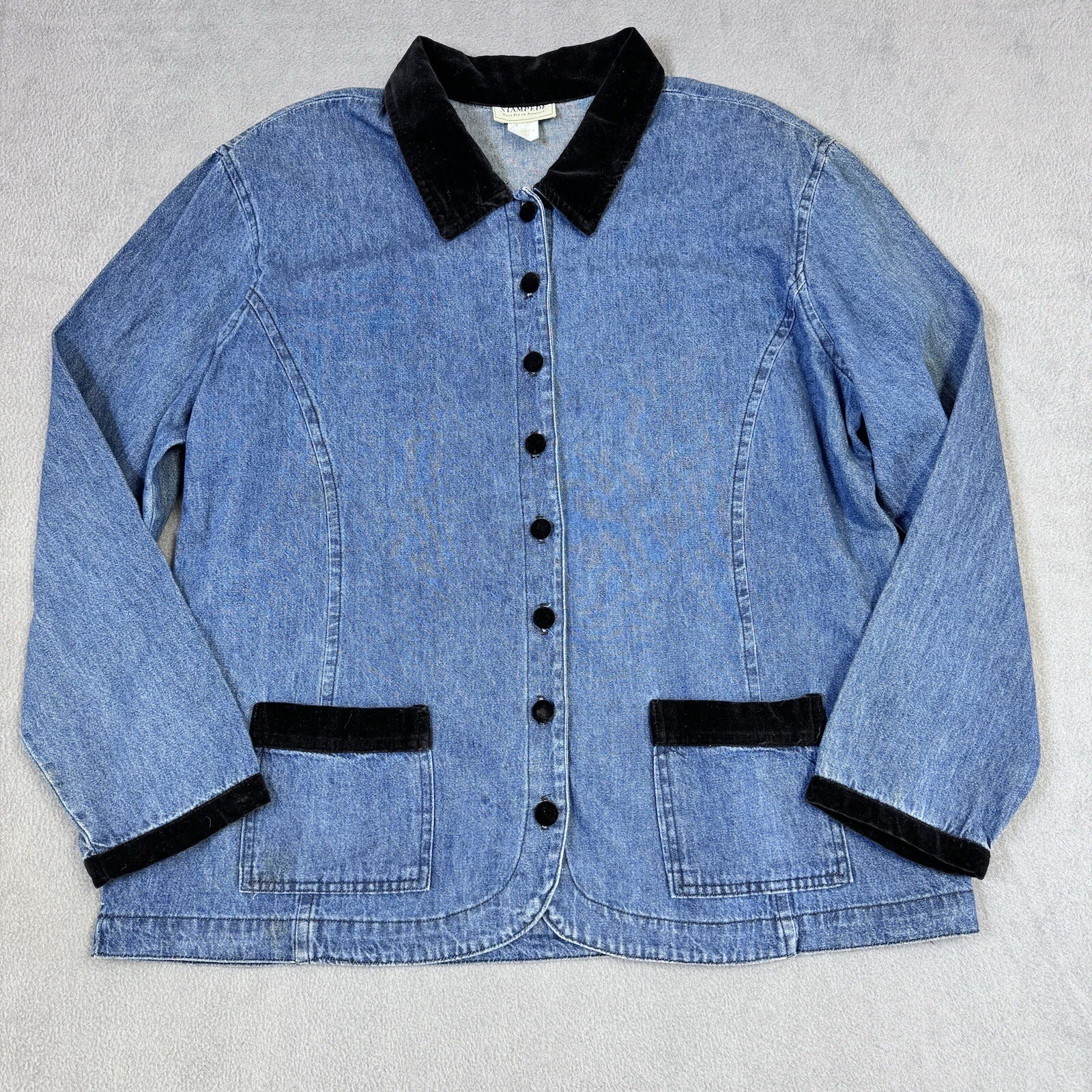 VINTAGE Stampede Denim Jacket, Button Up, USA Made, Western, Women’s Large