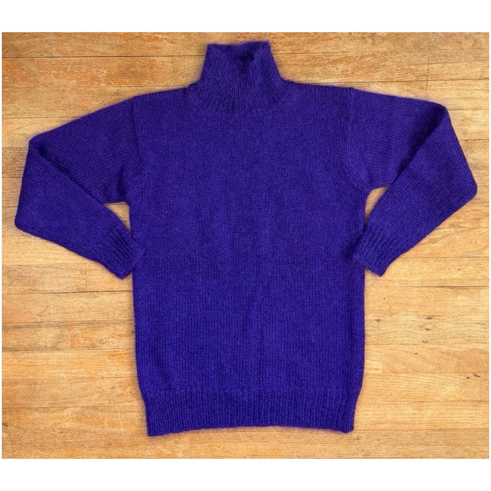 Vintage Purple Mohair & Wool Turtleneck Sweater Size XS/Small 1990s Knit
