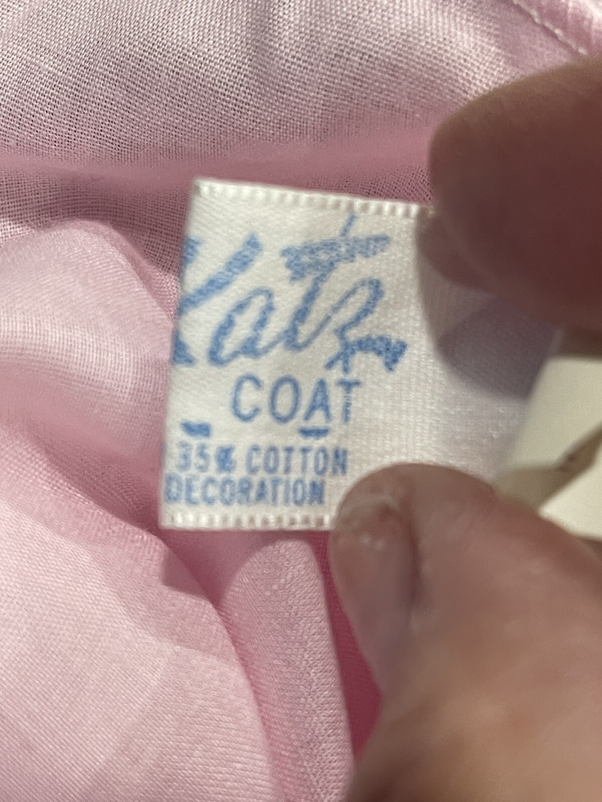 Vintage Katz Coat Never Press-NWT-NOS-baby Pink-embroidered Flowers-vtg Medium