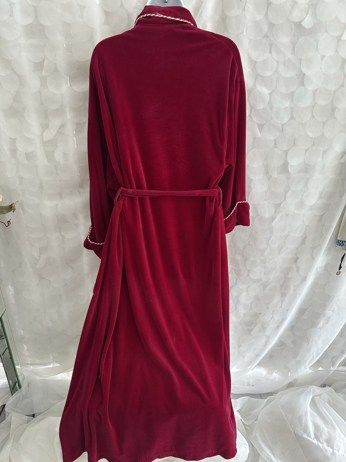 VTG 80’s LONG Ruby Red Velvet Robe Shawl Collar Dressing Gown Pierre Cardin
