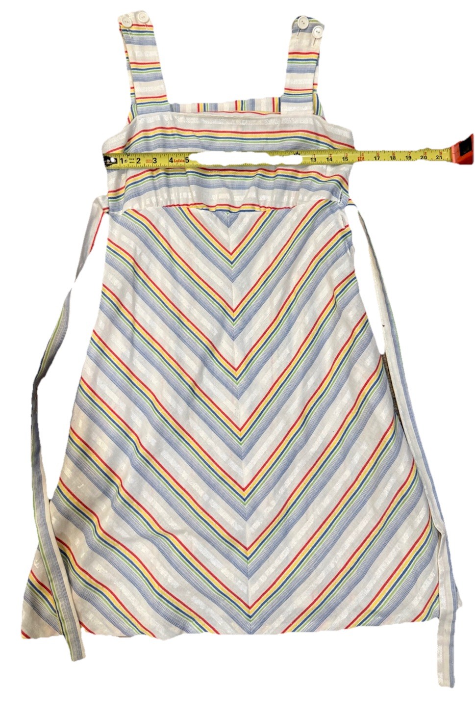 Vintage Montgomery Ward Chevron Striped Rainbow Midi Wide Strap Sundress Size M