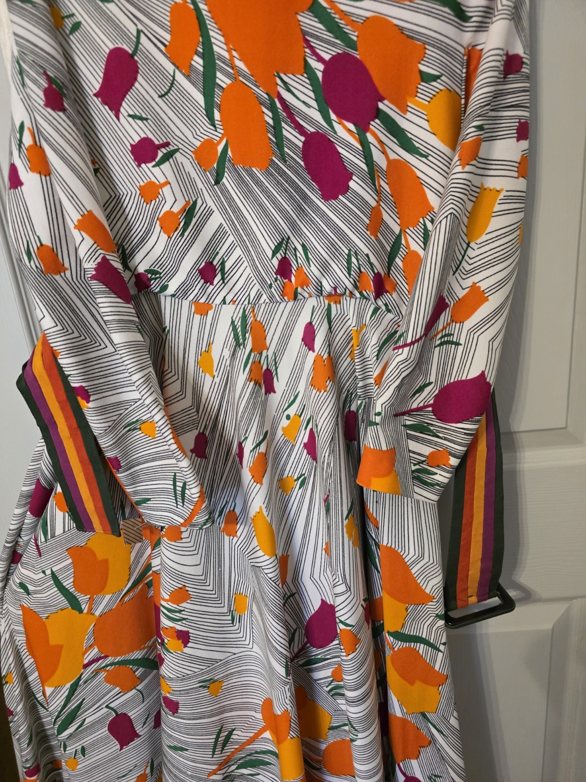 geoffrey beene 1970s Abstract Floral Psych Acid Print Full Skirt Statement …