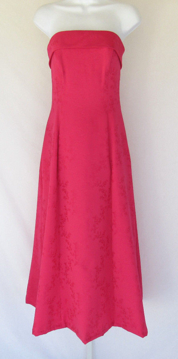 VINTAGE 1980s 90s ROBERTA COCKTAIL PROM DRESS MAGENTA PINK SHAWL FLOWERS