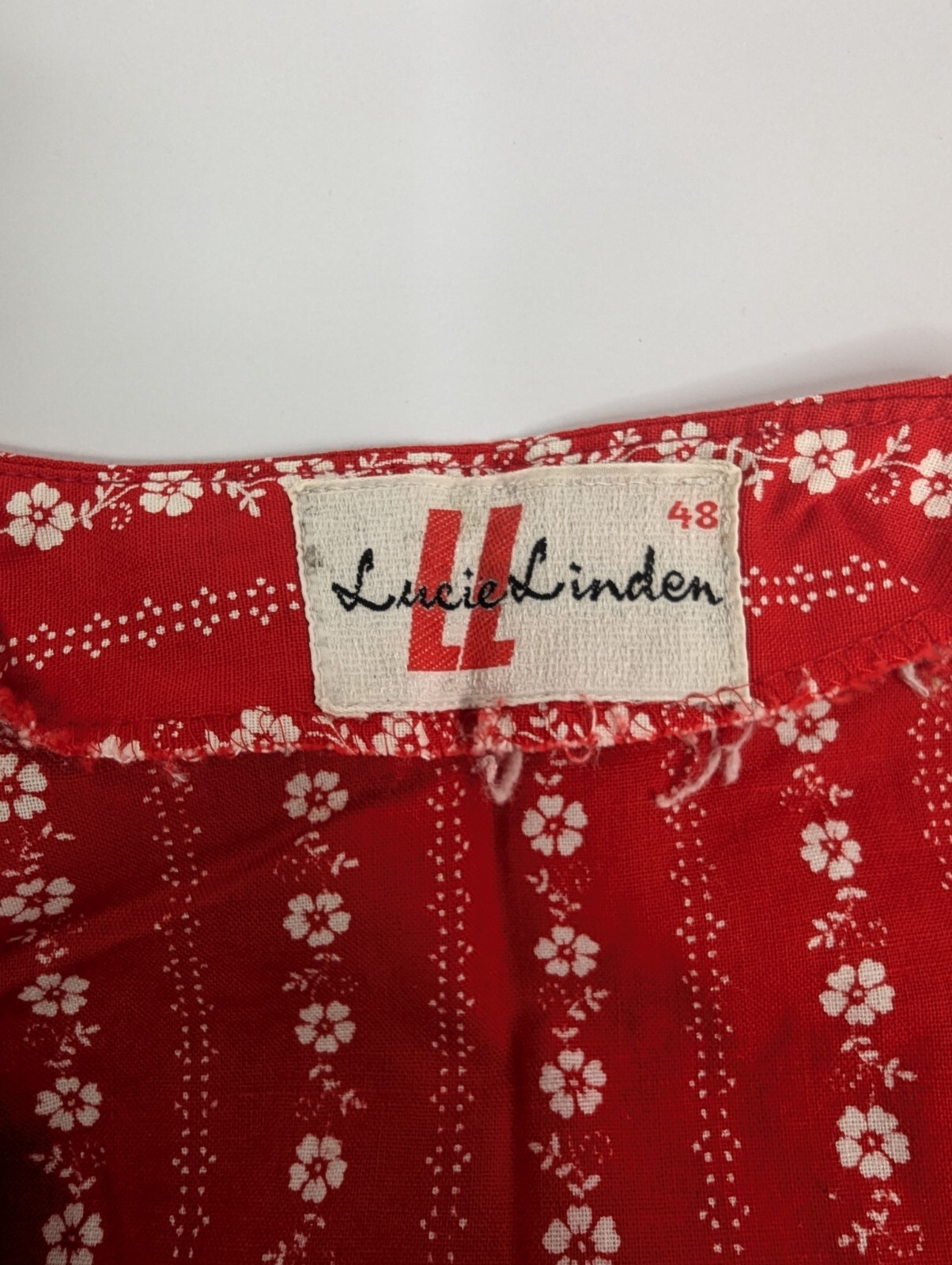 Vintage Lucie Linden Red Floral 3pc Vest Top Skirt Shorts Set Size 48