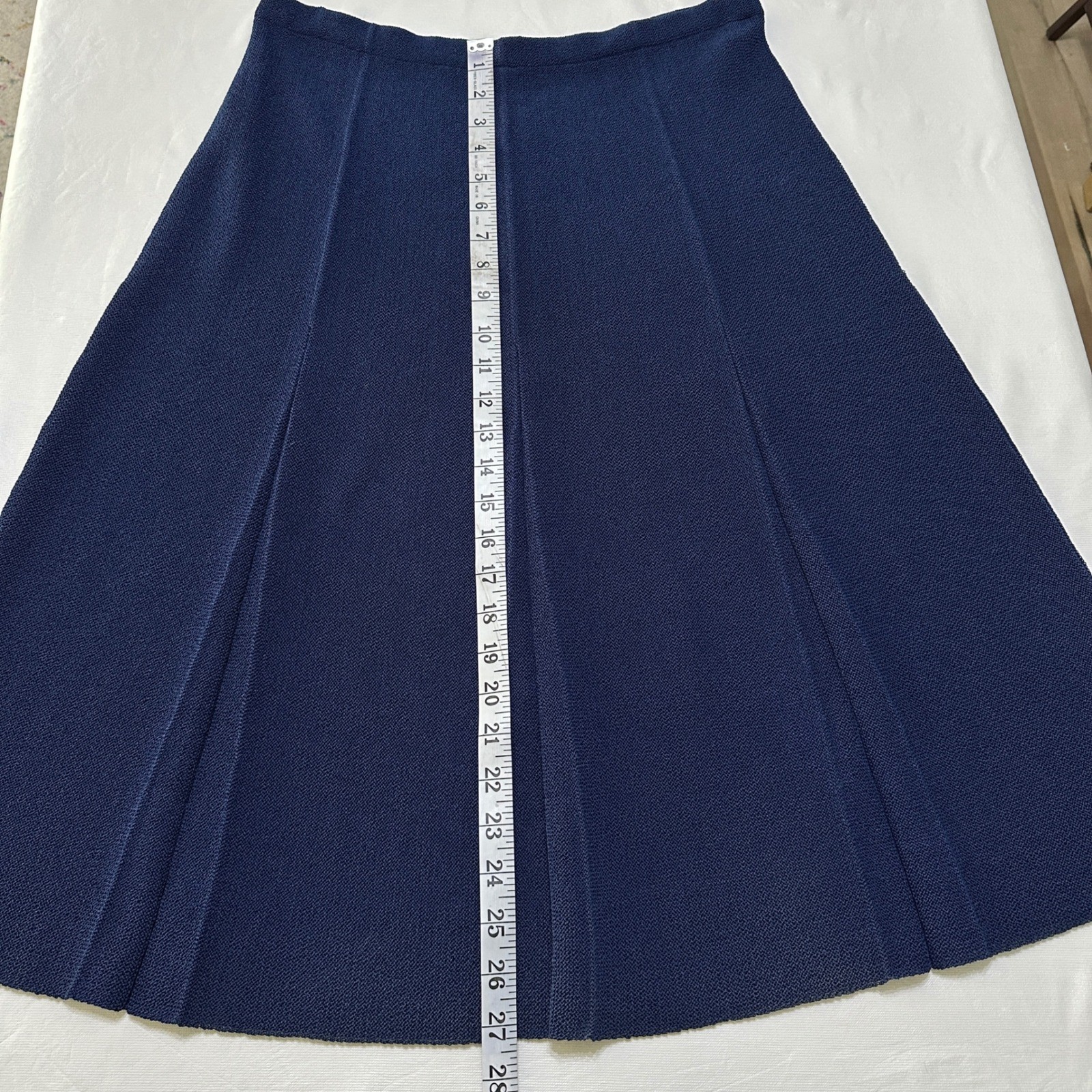 VTG Castleberry Knit Skirt Suit Womens 12 Navy Blue Old Money Luxury ILGWU USA