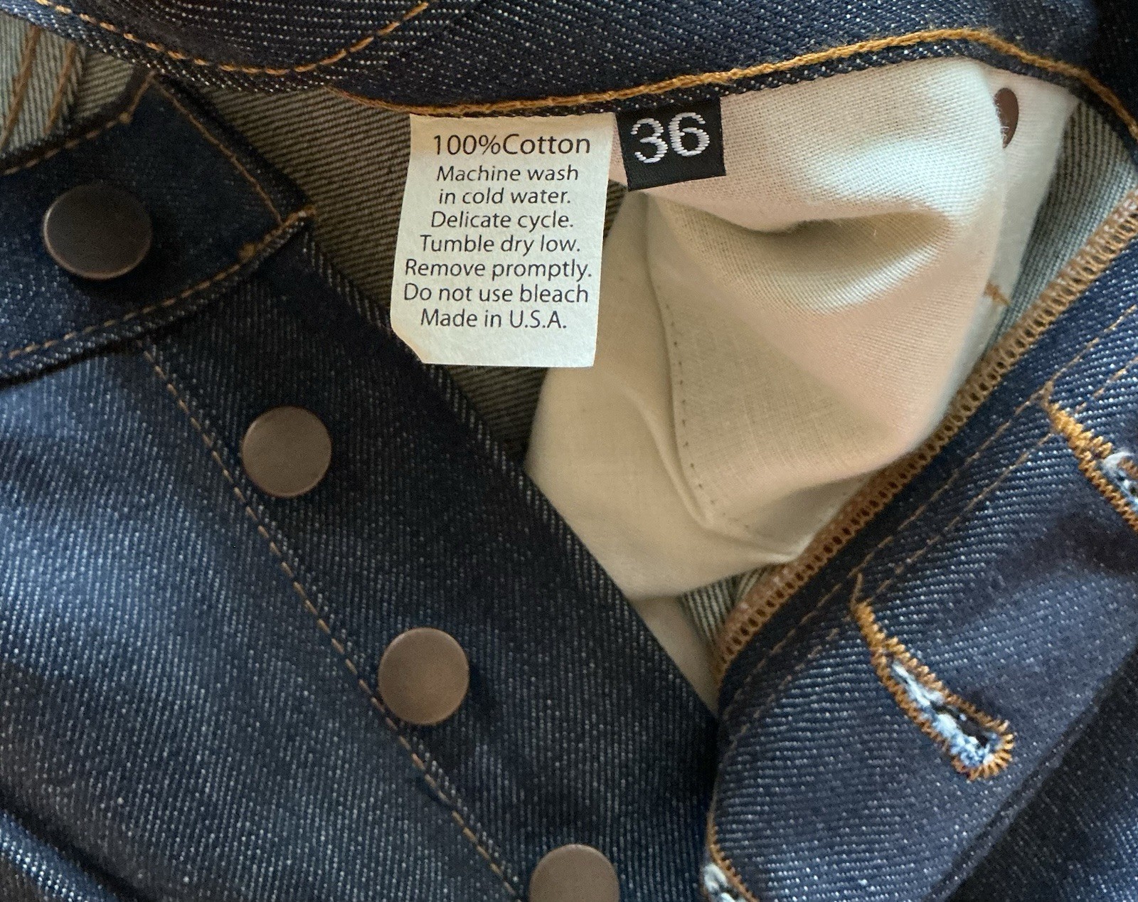 Vintage 1970s Selvage Denim 100% Cotton Jeans W: 36” L: 33”