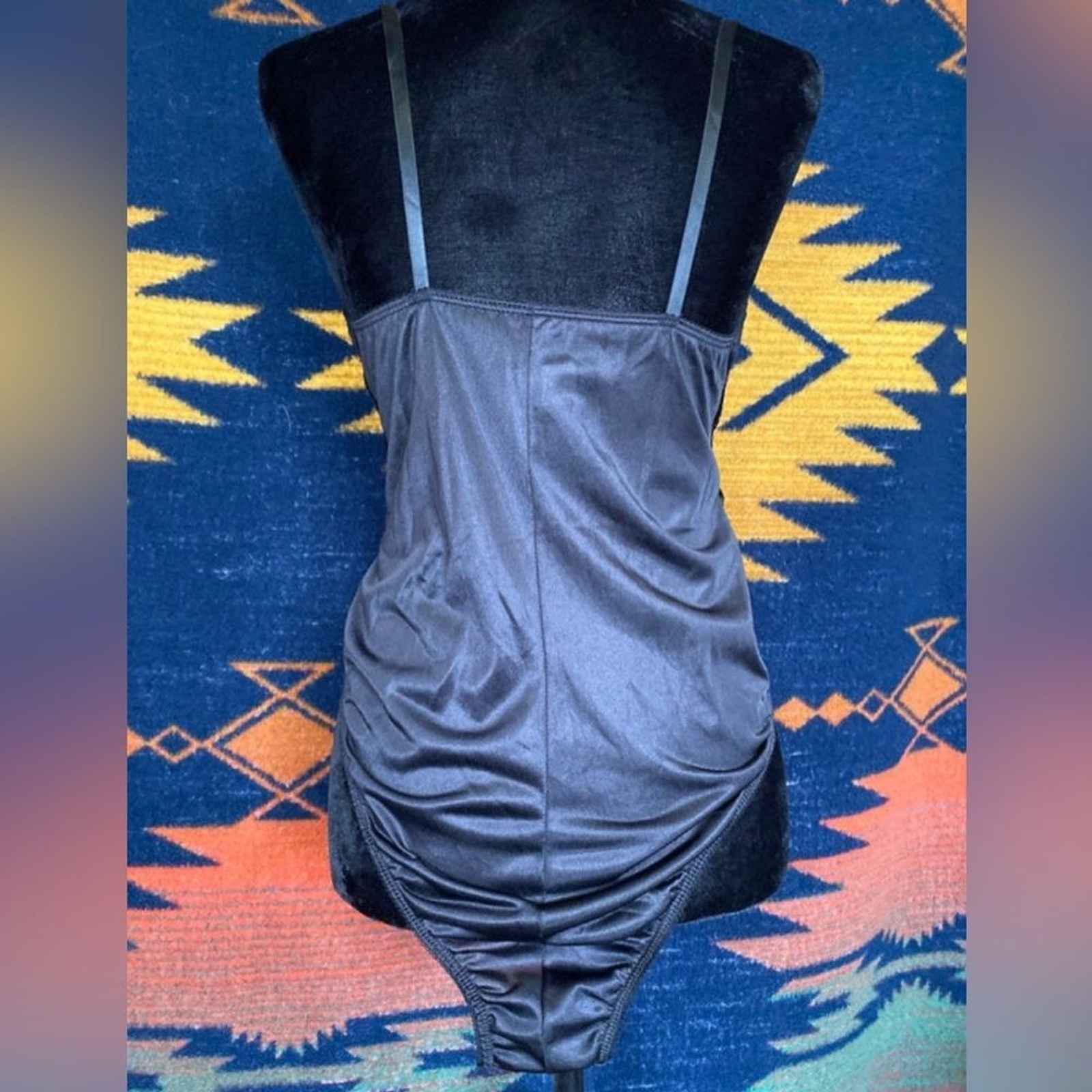 Vintage Lady Manhattan Black Lace Snap One Piece Bodysuit Top! Medium.