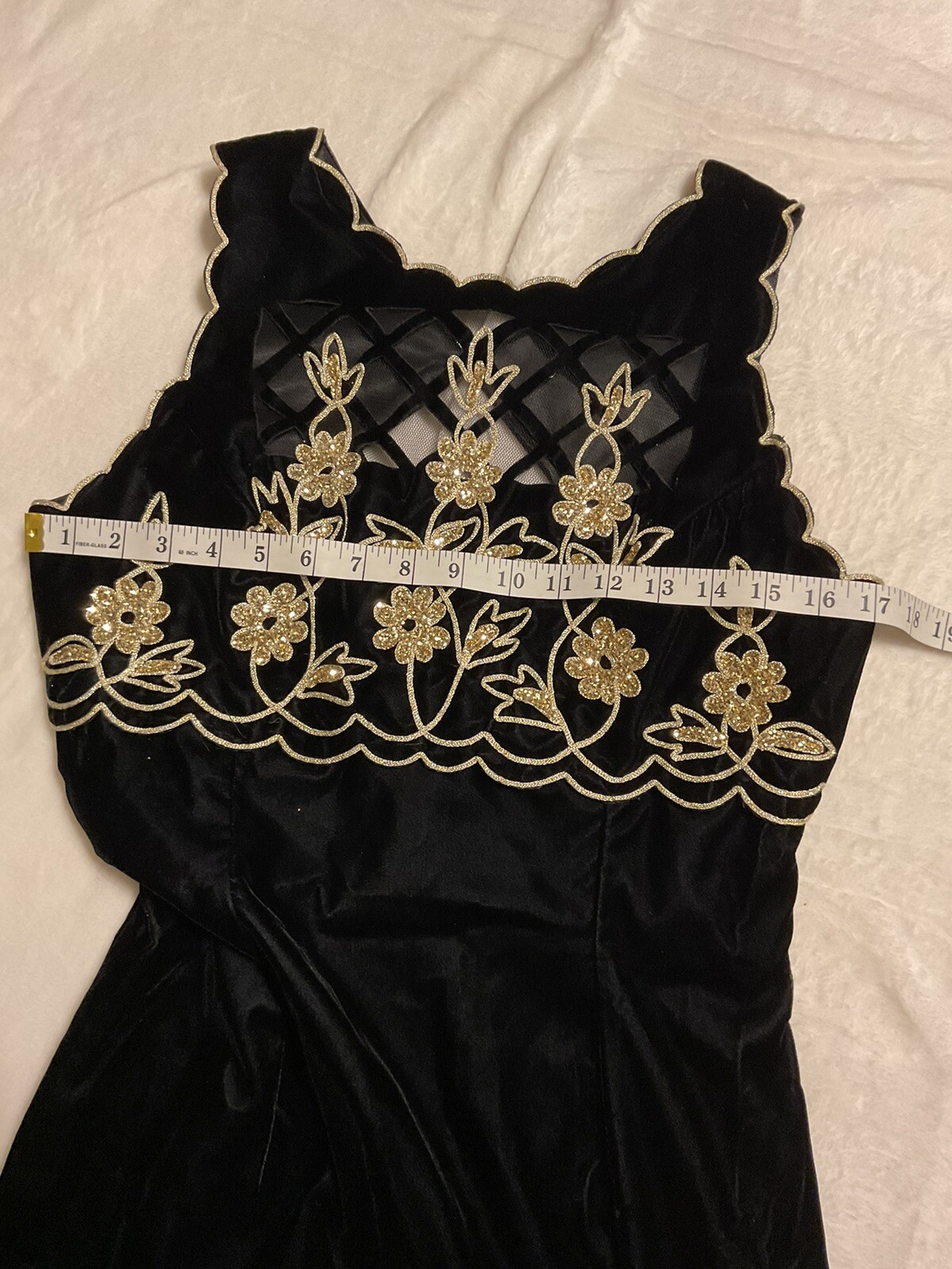 Vtg Scott McClintock Womens Velvet 90s Formal Dress 8P Gold Glitter Cocktail