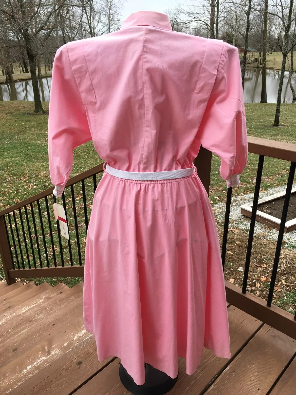 1960s Vintage Shirt Dress Rockabilly Swing Shirtwaist Pink Size 12 NWT