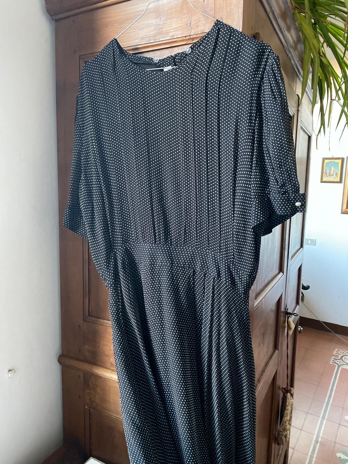 Nancy Johnson Vintage Silk Polka Dot Voile Long Dress Size 44