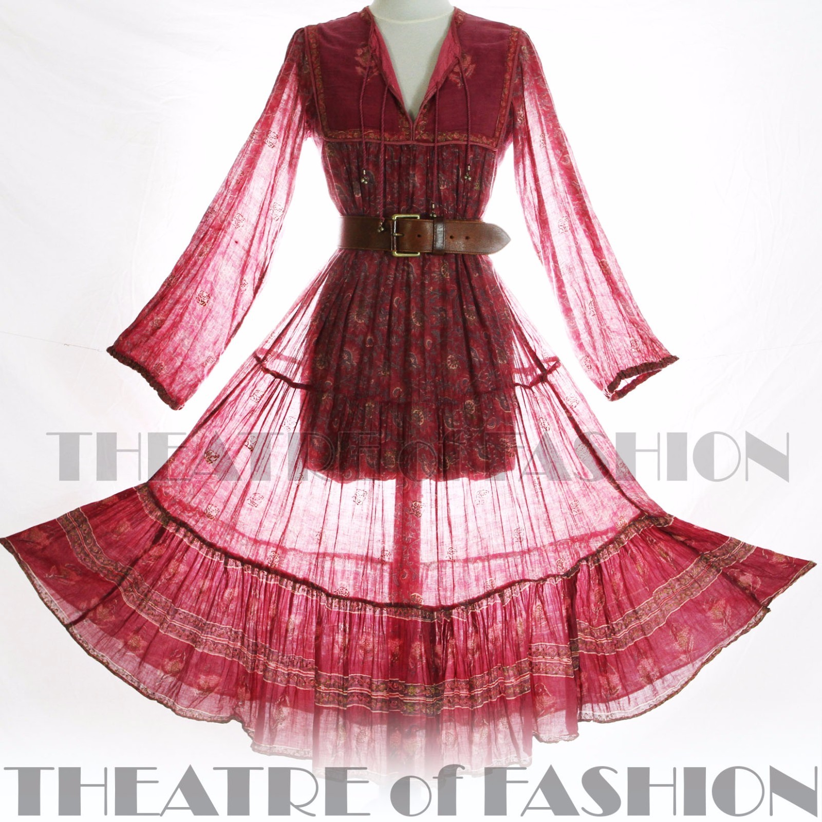 DRESS INDIAN PHOOL VINTAGE 70s WEDDING 6 8 10 12 14 60s HIPPY BOHO GAUZE GODDESS
