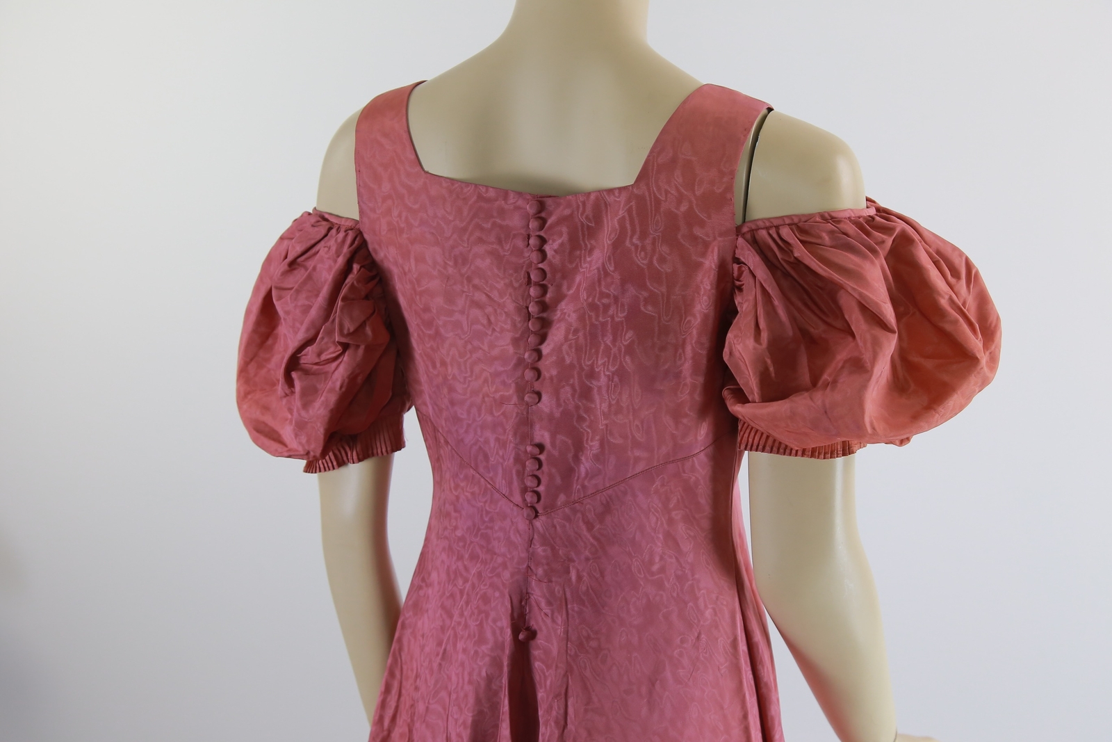 Vintage VTG 40s evening dress mauve pink open shoulder