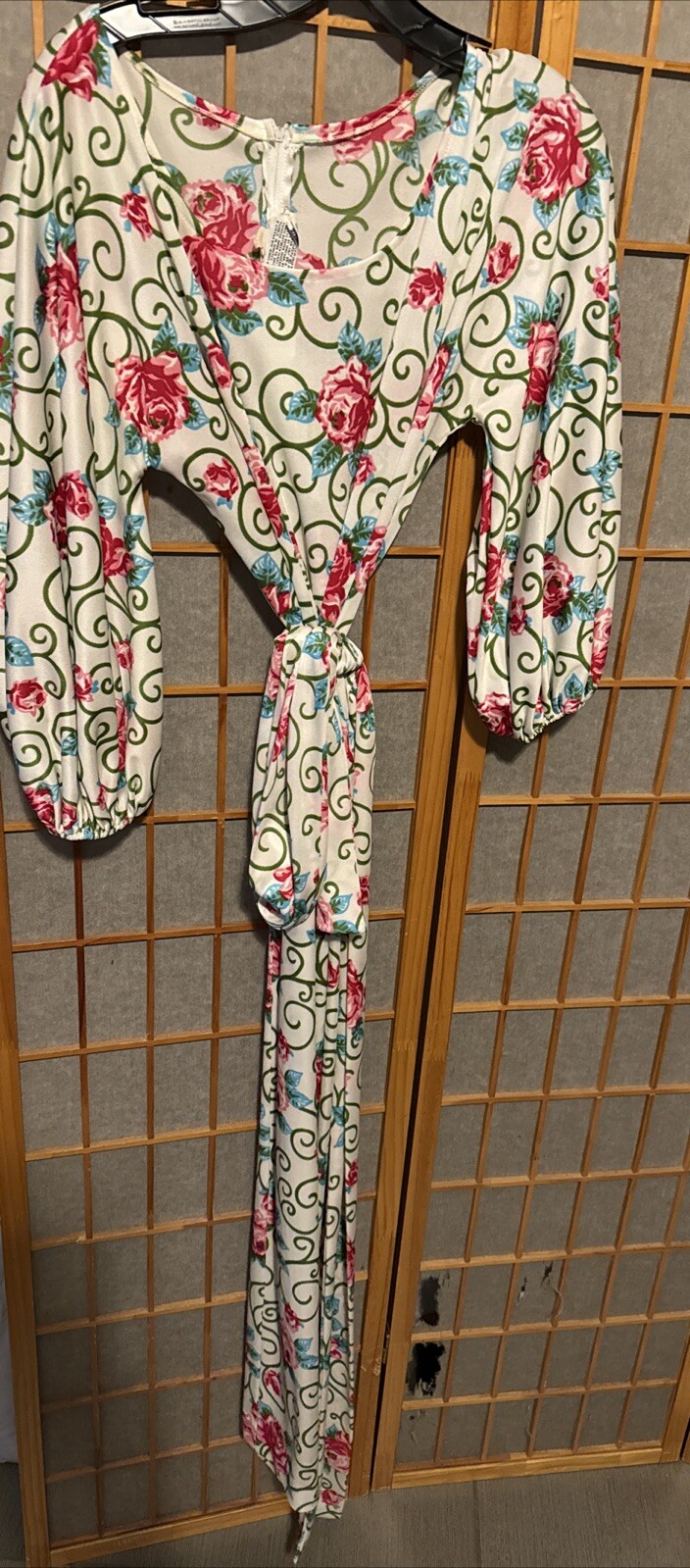 Vintage WILROY TRAVELLERS Floral Belted Maxi Dress Size 14
