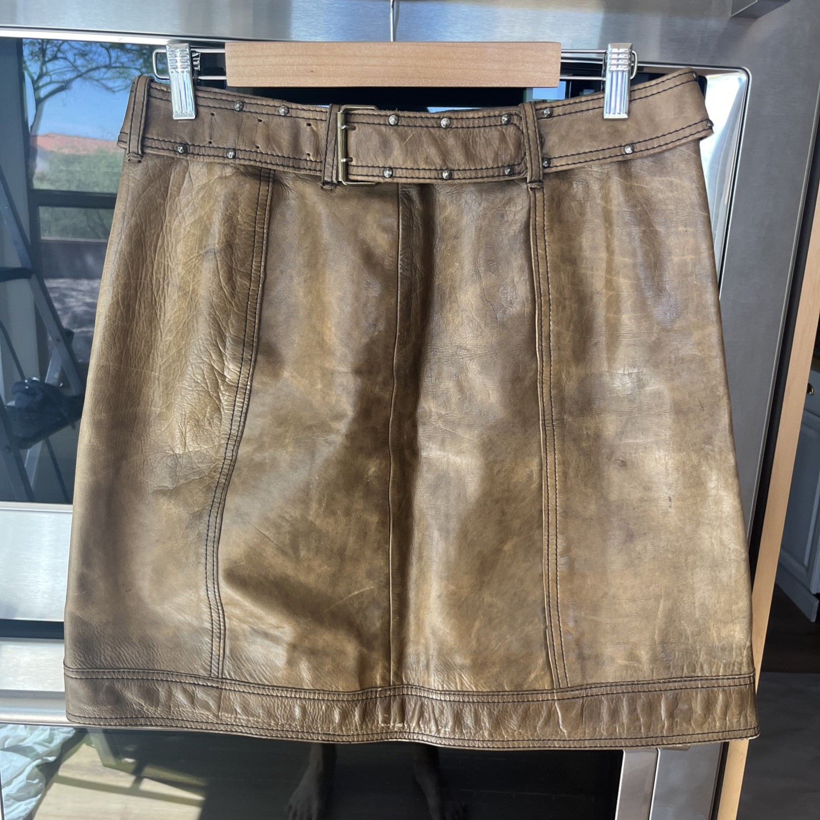 Vintage 60’s Beatle Vibe Women’s Leather Mini Skirt. Size 6 To 8 Cordoba London