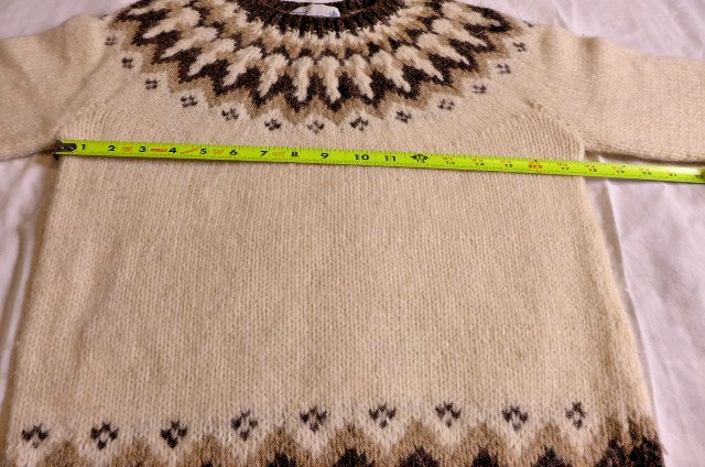 Vintage Women’s Deans Of Scotland 100% Wool White Brown Geometric Sweater 38/M