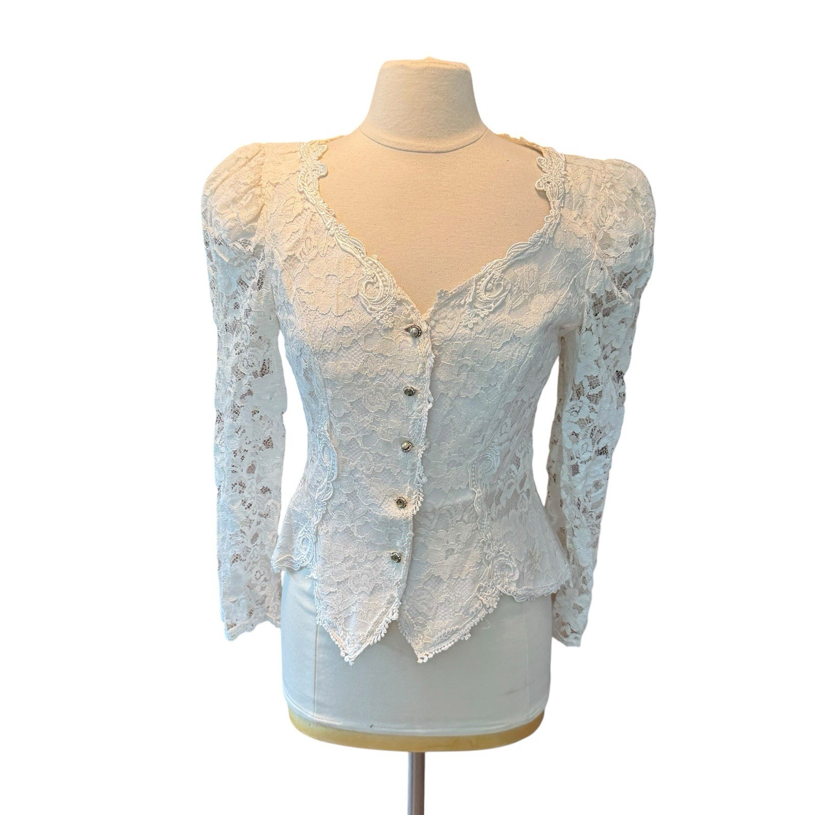 Vintage 80s Cachet By Bari Protas Lace Top Jacket Corset Sz 11/12 Victorian READ