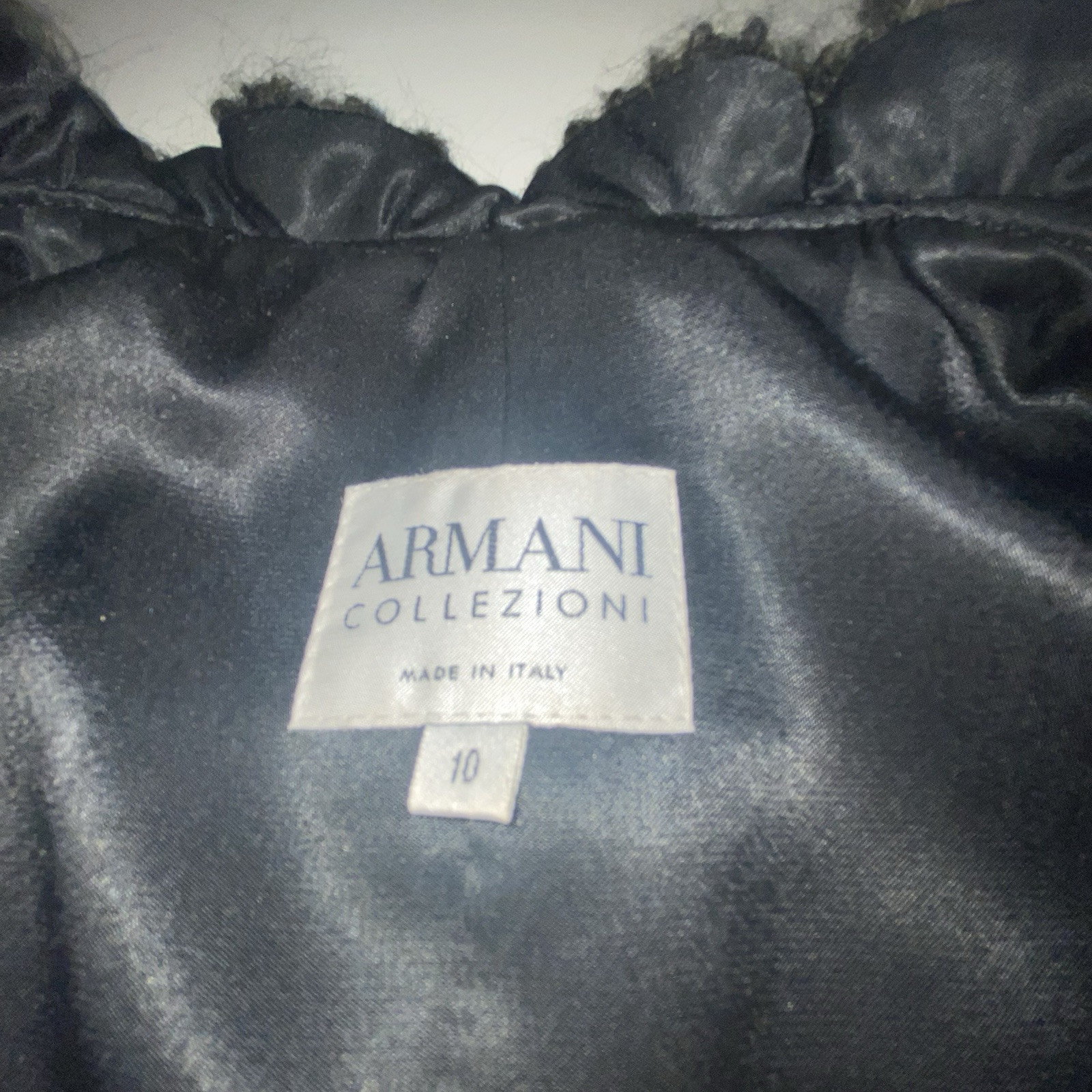 Armani Collezioni Jacket Alpaca Wool Blend Zip Textured Black Womens Size 10