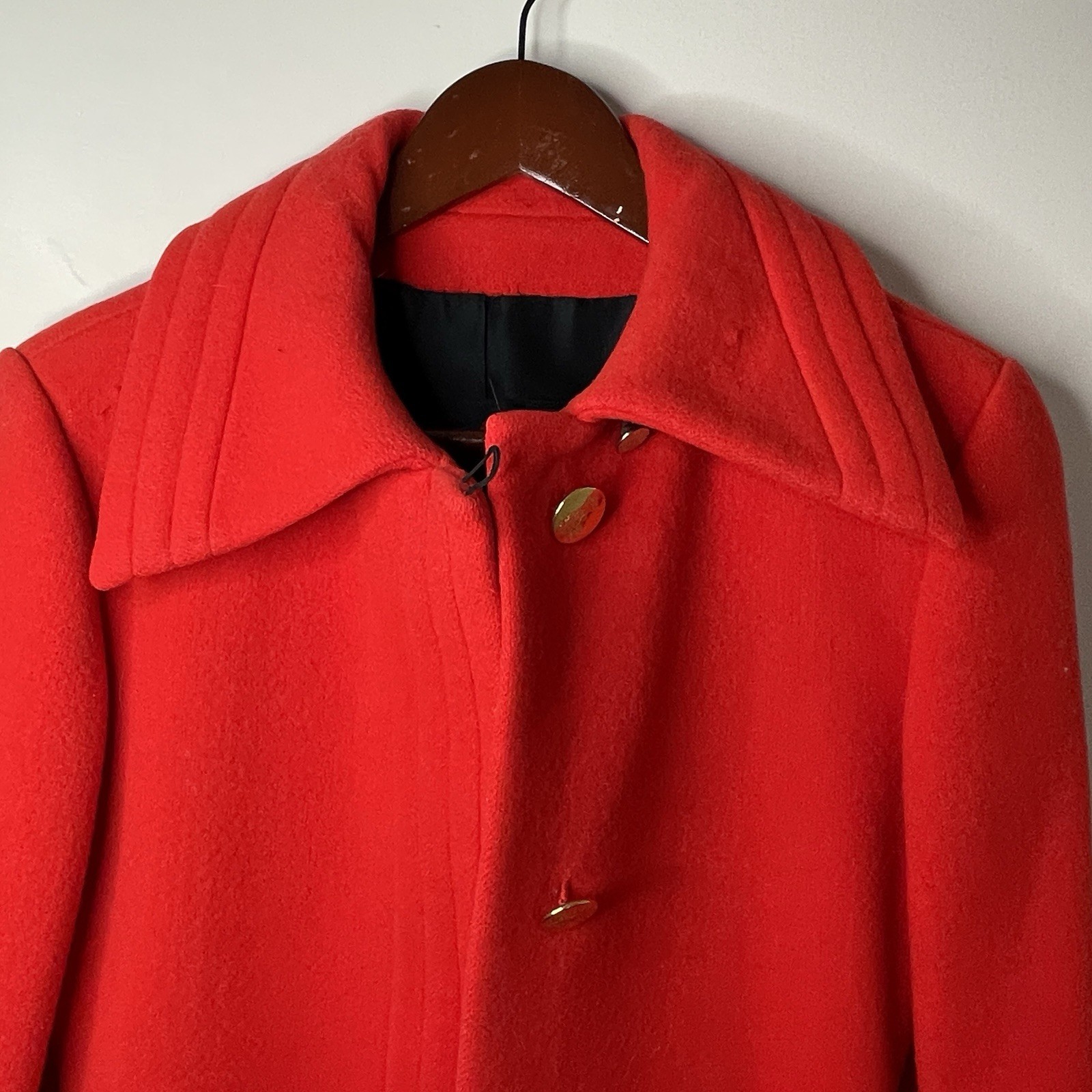 Vtg 60s Pauline Trigere Vermillion Wool Swing Coat RARE Mid Century Mod French