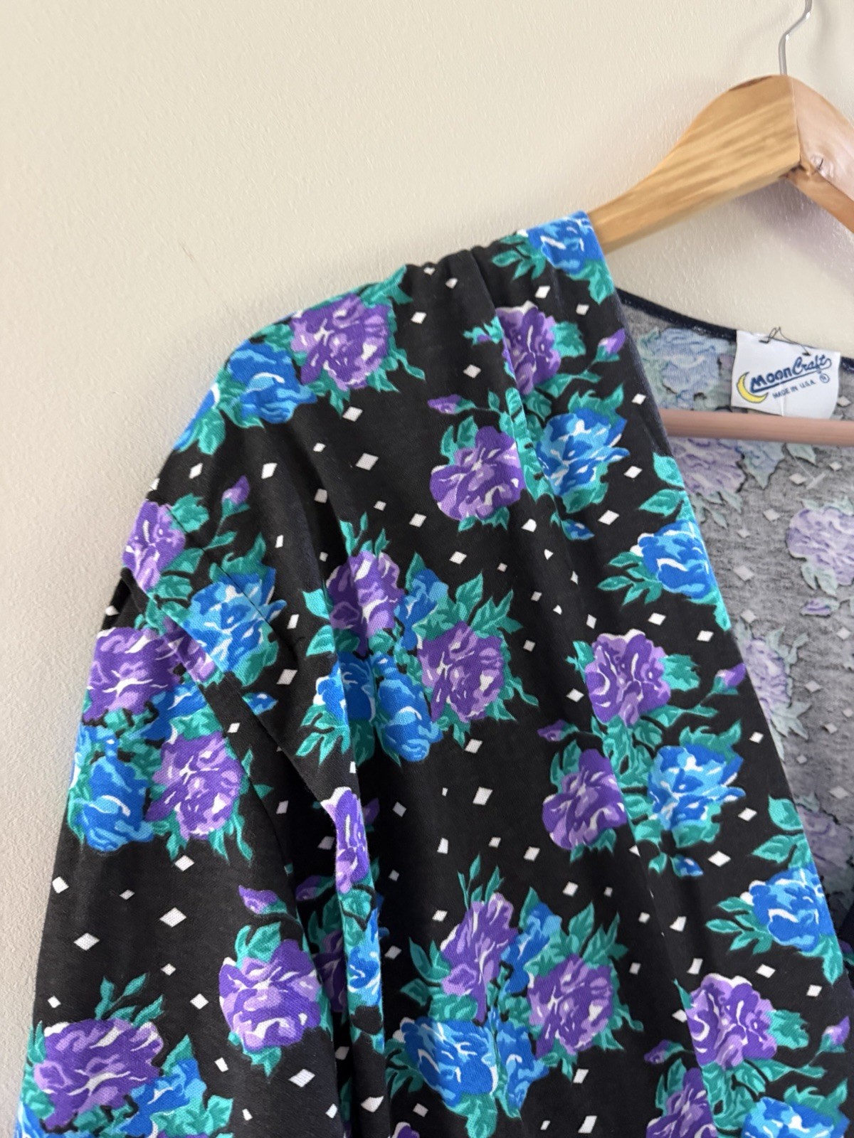 vintage floral jumpsuit 80s Mooncraft made in USA w/pockets Size medium