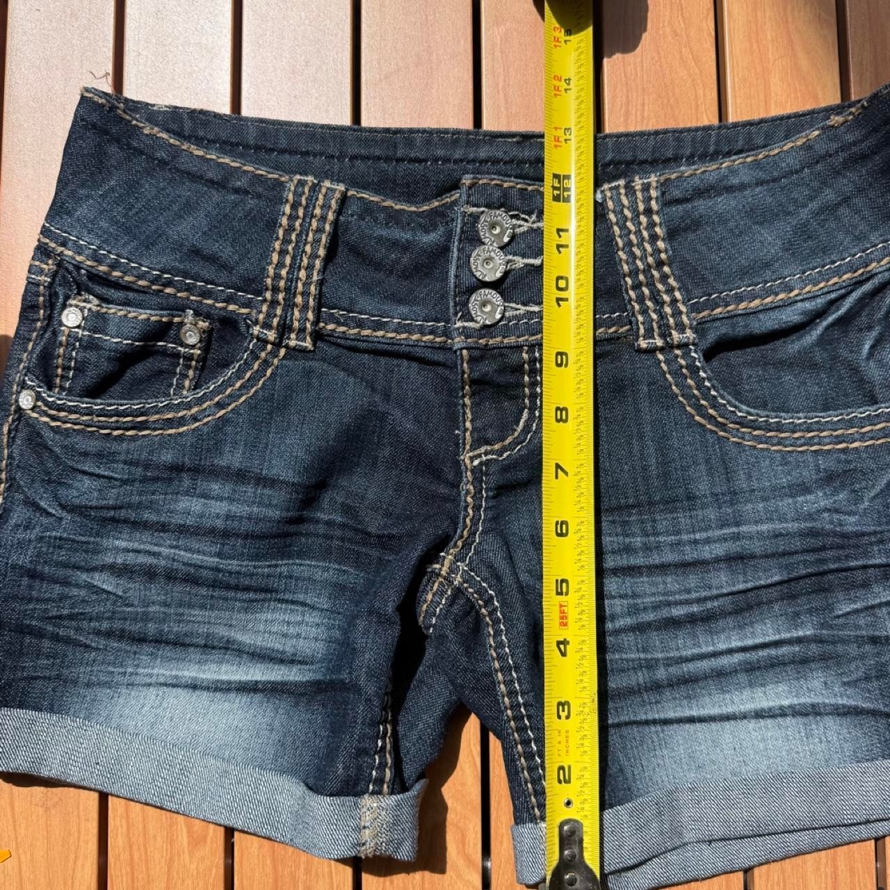 Almost Famous Dark Blue Boyfriend Denim Shorts with Triple-Button Waist