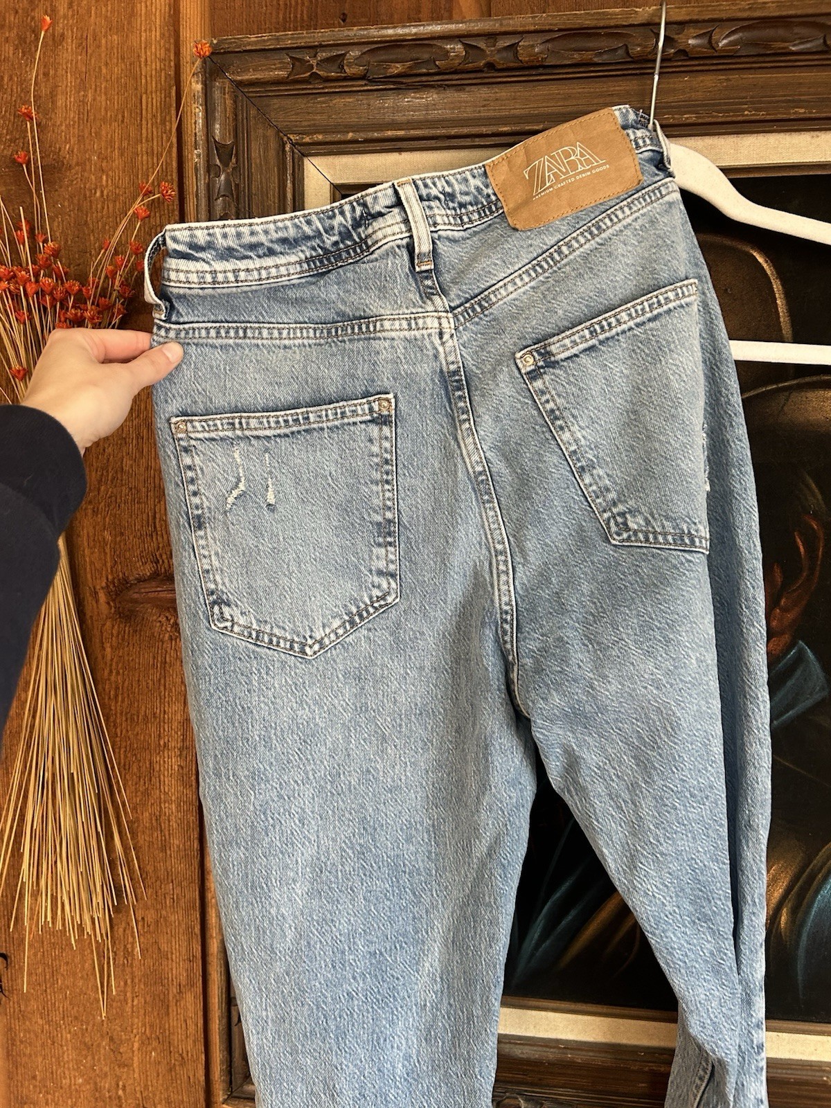 ZARA Women’s Distressed Blue Jeans Denim USA 6 Split flare Y2K