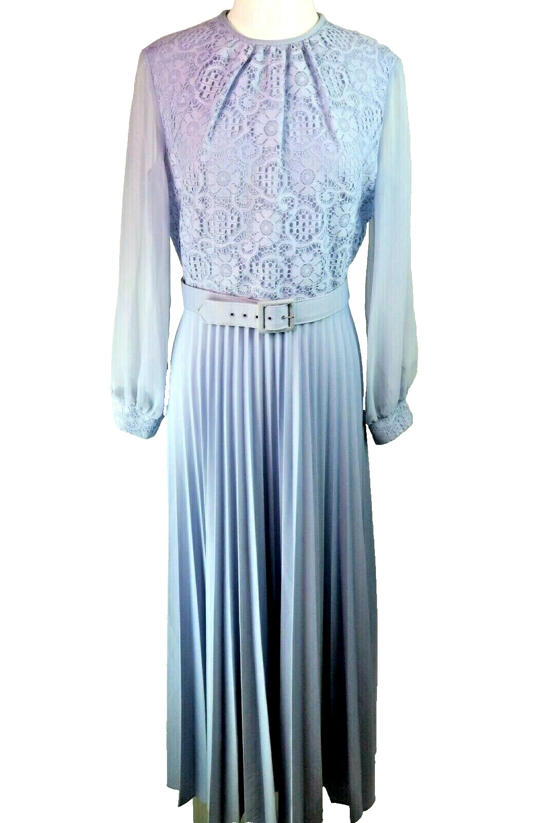 BOHO HIPPIE Prairie Festival MOD Illusion Dress 60s VTG Lilac Purple Lace L/XL