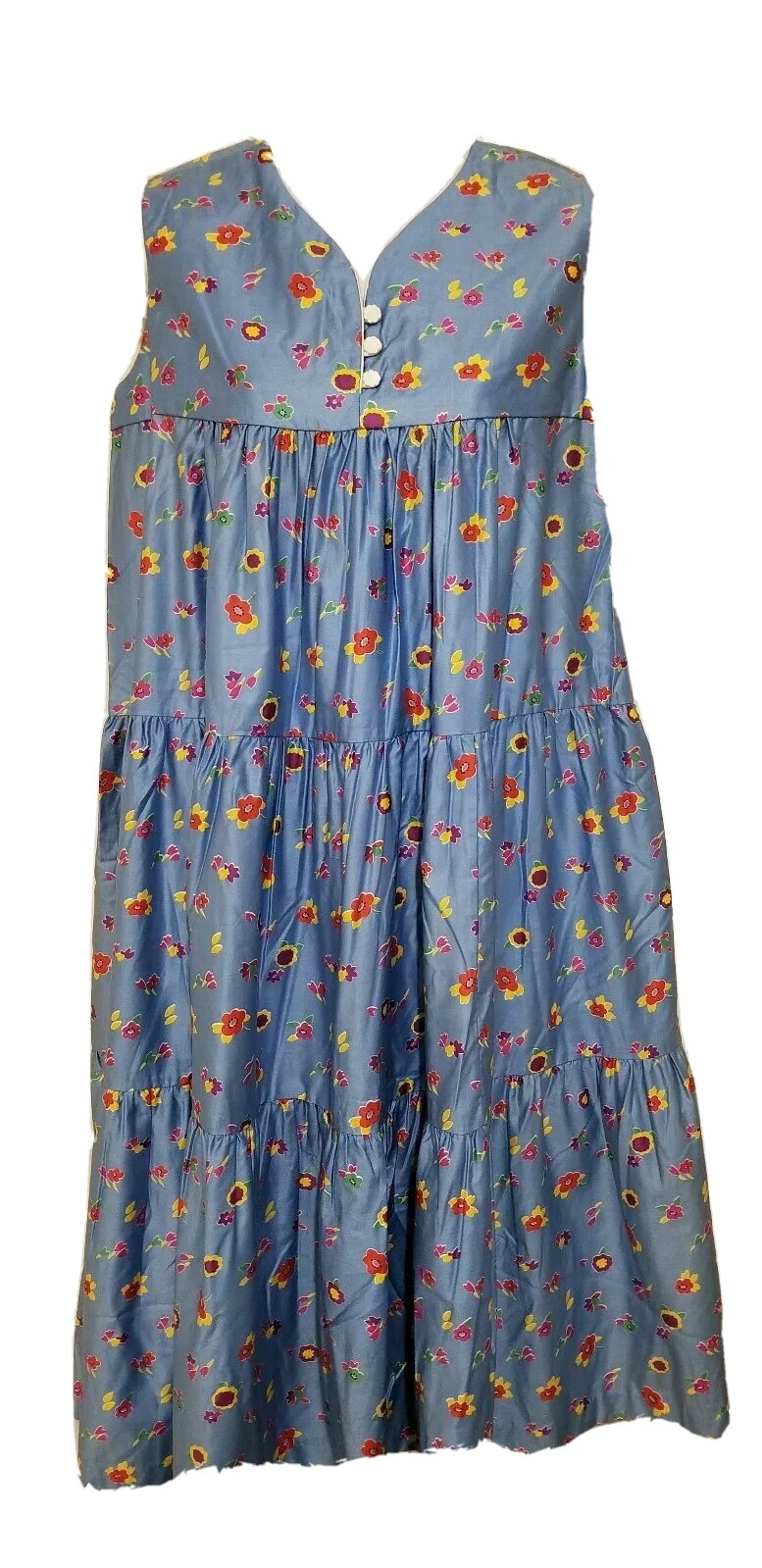 NWT David Brown California VTG Muumuu Caftan Dress Sleeveless Floral Blue Small