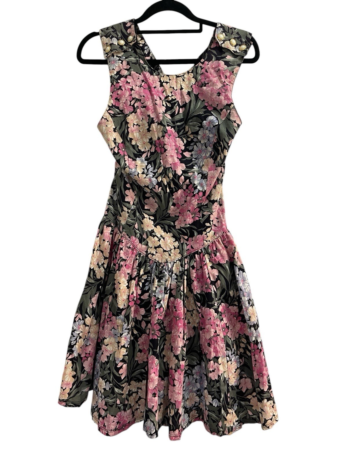 Geary Roark Kamisato Vintage 80’s Dress Size AU8 US4 Floral Mini Cotton Pockets
