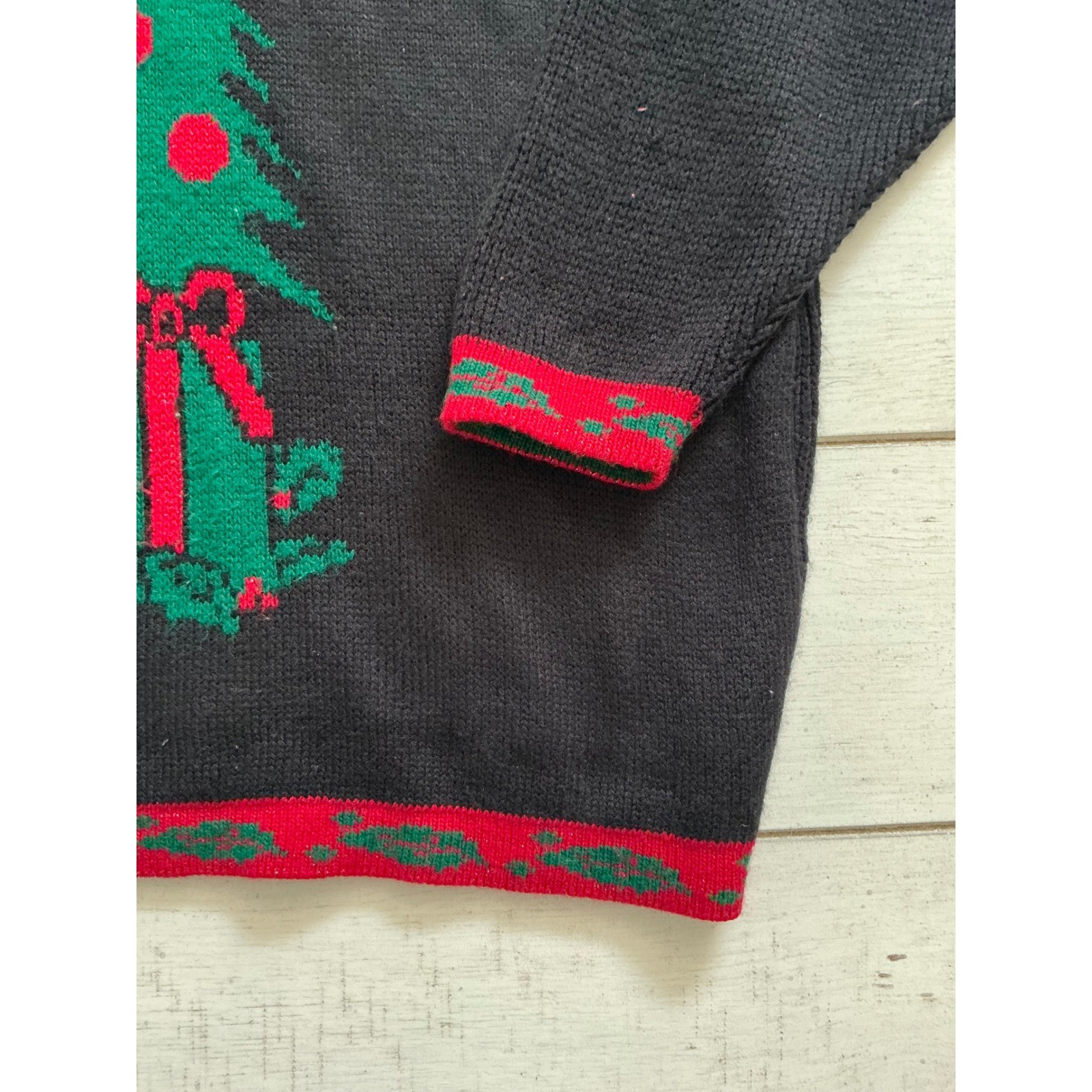Vintage JJ Browne Betty Boop Christmas Sweater Black Red Knit Pullover Medium 2X